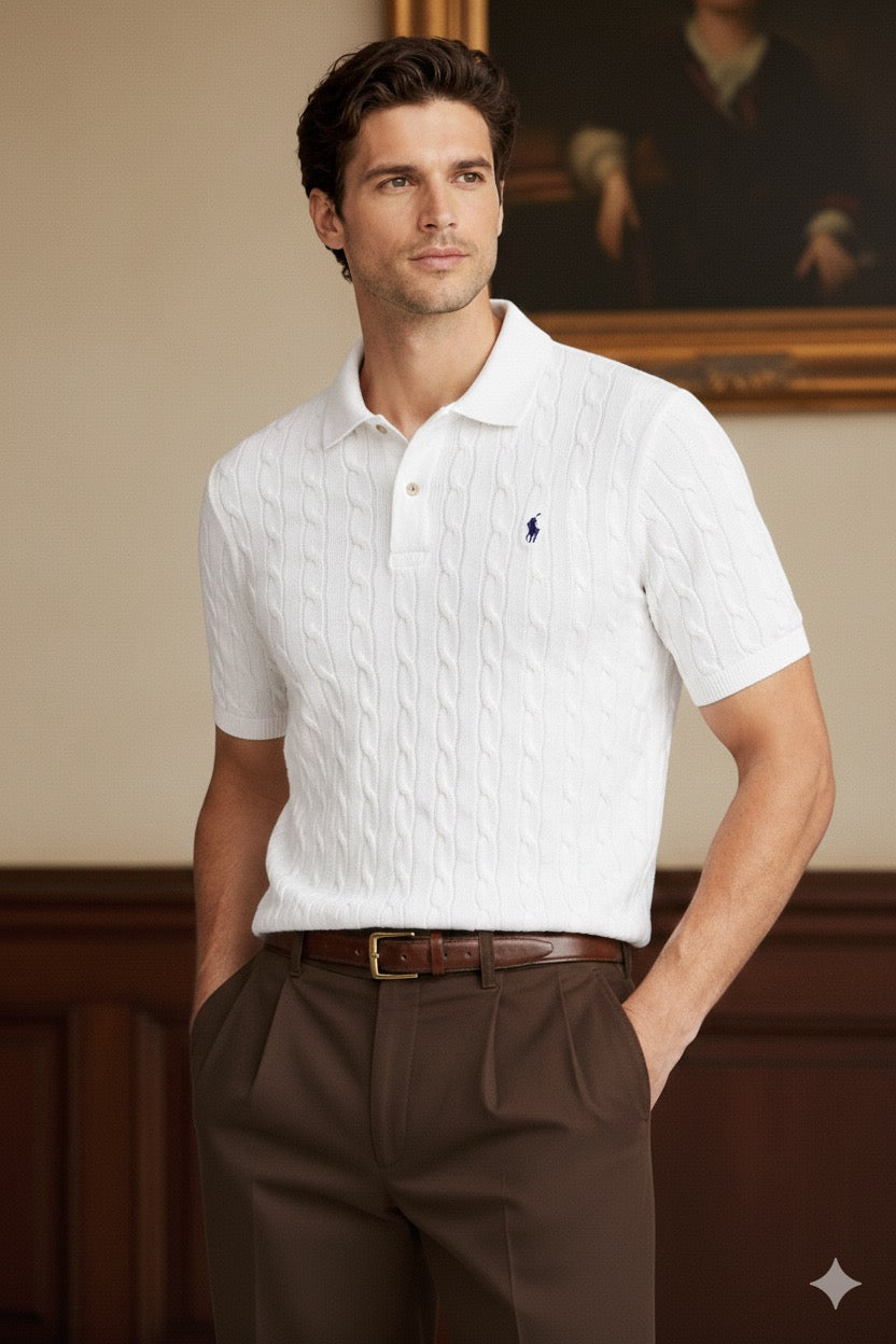 Ralph Lauren Cable Knit Polo - Off white